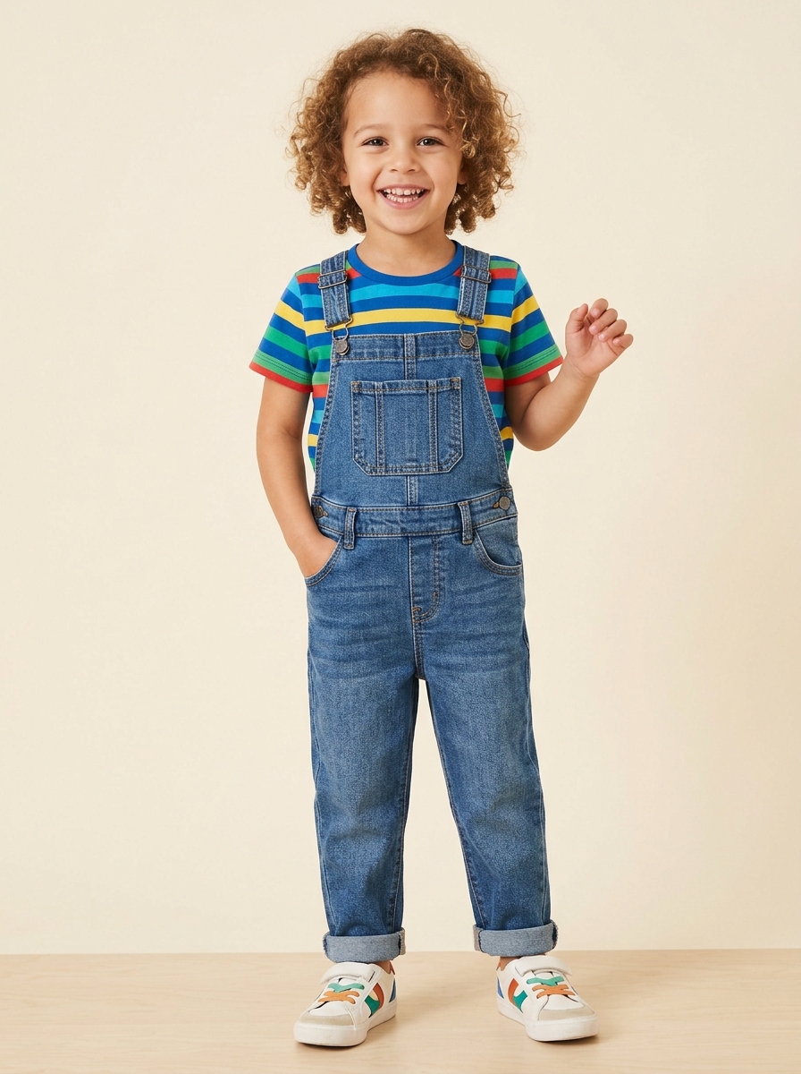 Kids Denim Dungarees